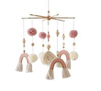 Hemasa Wooden Crib Baby Mobile with Forest Animals/Rainbow Wooden Crib Pom Pom Baby Mobile (Rainbow)