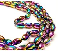 Hematite Beads Oval 8 mm Rainbow Beads Hematite Non-Magnetic Hematite Rainbow Gemstones 48 Pieces 1 String