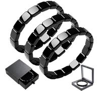 Hematite Bracelet For Men,Natural Hematite Magnetic Bracelet,Naturally Support Manhood,Restore Confidence & Energy Gift For Dad, Husband, Boyfriend (3pcs)