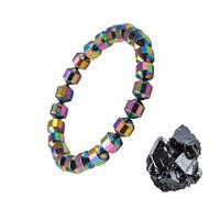 Hematite Bracelet For Men, Reclaim Your Edge & Confidence, Be Focused, Strong, and Ready to Take on Anything, Natural Hematite Stone Beaded Stretch Bracelets, Inspirational Gifts for Men (B)