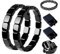 Hematite Bracelet Men, Natural Hematite Beads Mens Jewelry, Black Stretch Beaded Bracelet, Reclaim Your Edge & Confidence, Promote Mental Clarity & Focus (2PCS)