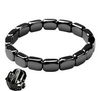 Hematite Garnet Bracelet,Men's Bracelets For Arthritis,Be Focused and Strong, Elastic Black Bracelet,Energy Balance & Confidence Boost Jewelry for People Experiencing Emotional Tension and High Stress