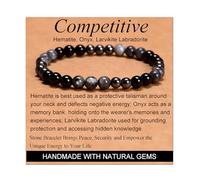 Hematite Onyx Larvikite Labradorite - Competitive - Handmade Handmade Yoga Stretch Elastic Bracelet Natural Stone Crystal Healing Power Energy Gifts for Unisex Adult 6mm