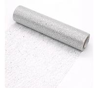 HEMEIREN Silver Table Runner, 29CM x 10M, Foil Paper Table Runner Roll, Sparkling Double-Sided Metallic, Festival Gift Floral DIY Wrapping Birthday Party Wedding Christmas Table Decoration (Sliver B)