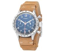 Hemel HF31MTC Mechanical Chronograph Quartz Steel Black Brown Leather Men's Watch