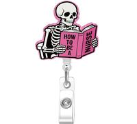 HemerVows Skull Badge Reel, How to Be a Nurse Skeleton Badge Holder, Dark Romance Retractable Badge Clip Nurse Essentials for RN LPN CNA MA ER Night Shift Nursing Student Doctor Teacher