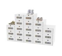 HEMGMEIShoe Storage Boxes, Stackable Drawer Shoe Organizer with Lids and Viewing Windows, 35 x 24 x 14 cm, Storage Containers for Women/Men (Pack of 20,white)