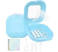 HEMILAB® Retainer Case, Slim Aligner Case with Vent Holes, Compatible with Invisalign, Mouth Guard Case, Cute Retainer Case with Retainer Removal Tool, Chewies and Brush, Blue