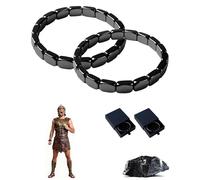 Hemios Hematite - Bracelet Men, 2026 Next Generation Hematite Bracelet Flat for Men,Natural Stone Adjustable Elastic Bracelets,Amplify Core Masculine Energy,Reclaim Your Edge(2pcs)