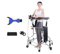 Hemiplegia Rehabilitation Hemi Walker for Senior with U-Shaped Arm Support, Height-Adjustable 8-Wheel Walking Aid with Single Handbrake and Removable Seat Plate for Homes