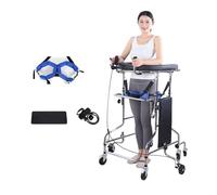 Hemiplegia Rehabilitation Hemi Walker for Senior with U-Shaped Arm Support, Height-Adjustable 8-Wheel Walking Aid with Single Handbrake and Removable Seat Plate for Homes