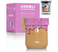 Hemli Ice Cream Pint Cooler, Fits All Standard Ice Cream Pints, Leakproof Lid with Silicone Seal, Non-Slip Bottom, Keeps Ice Cream Frozen for Hours, Stainless Steel Pint Cooler (Pink Sprinkles)