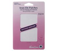Hemline 2 Pcs Cotton Twill Patches 10 x 15cm - White