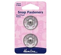 Snaps Fasteners: Sew-On: Silver: 25mm: Pack of 2