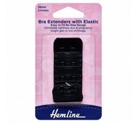 Hemline 28mm 2 Hooks Bra Back Extenders Black