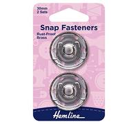 Snaps Fasteners: Sew-On: Silver: 30mm: Pack of 2