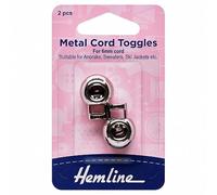 Hemline Adjustable Metal Cord Toggles Silver - per Pack of 2
