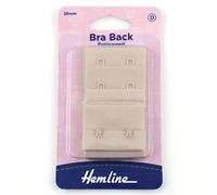 Hemline Bra Back Replacement Piece - 19mm Nude 2 Rows, 1 Hook Elasticated Closure Adjustable Bra Extender for Comfort & Fit Perfect For Repairs