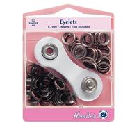 Hemline Bronze Eyelet Starter Kit 8.7mm (24 sets) With Metal Grommet Eyelet Tool Washers Eyelets Hole Punch & Storage Case mm H438P.8.BR