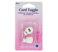 Hemline Cord Spring Toggles White - Pack of 2