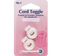 Hemline Cord Toggles White Storage Box 2 Count 6mm