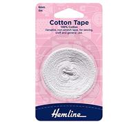 Hemline Cotton Tape 5m x 6mm - White