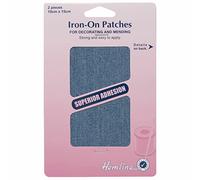 Hemline Iron-On Patches Cotton Twill - 2 Pieces 10cm x 15cm - Light Denim