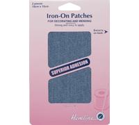 Hemline Cotton Twill Iron On Repair Mending Patch 10x15cm Light Denim