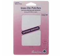 Hemline Cotton Twill Iron-On Patches - White