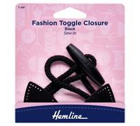 Hemline Faux Leather Toggle Closure Black - Each