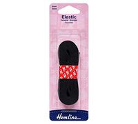 Hemline General Purpose Braided Elastic - 6mm x 5m Black Polyester - Durable, Strong