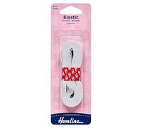 Hemline General Purpose Braided Elastic - 6mm x 5m White Durable Polyester Elastic for Sewing, Swimwear, and Casting Applications, Strong and Hardwearing