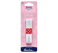Hemline General Purpose Braided Elastic - 9mm x 2m White Durable Polyester Elastic for Sewing, Swimwear, and Casting Applications, Strong and Hardwearing
