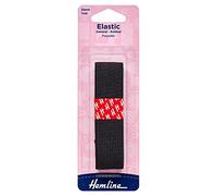 Hemline General Purpose Knitted Elastic - 25mm x 1m Black For Sportswear, Tracksuits & Garments Soft, Stretchy Polyester Elastic for Versatile and Durable