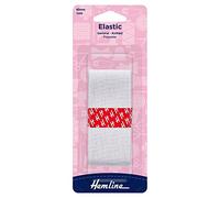 Hemline General Purpose Knitted Elastic - 40mm x 1m White For Sportswear, Tracksuits & Garments Soft, Stretchy Polyester Elastic for Versatile and Durable