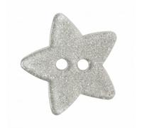 Hemline Glitter Star Buttons Silver 18mm - per Pack of 5