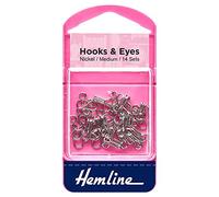 Hemline Hooks and Eyes - Nickel Silver, Size 2, 14 sets