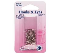 Hemline H400.1 Nickel/Brass Rust Proof Hook/Eyes Size 1 14 Sets in a Plastic Box by Hemline