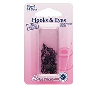 Hemline H401.0 Black/Brass Rust Proof Hook/Eyes Size 0 14 Sets in a Plastic Box by Hemline