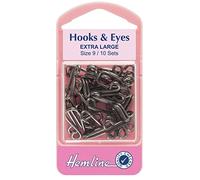 Hemline H401.9 Black/Brass Rust Proof Hook/Eyes Size 9 10 Sets in a Plastic Box
