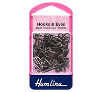Hemline H401.9 Black/Brass Rust Proof Hook/Eyes Size 9 10 Sets in a Plastic Box