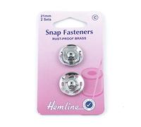 Hemline H420.21 | Nickel Brass Rust Proof Sew On Snap Fasteners | 21mm | 2 Sets by Hemline