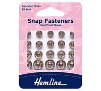 Hemline H420.99 Nickel Brass Rust Proof Sew On Snap Fasteners 6,7,9,11mm 20 Set