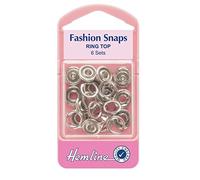 Hemline H445/SIL | Silver Ring Top Fashion Snaps | 11mm | 6 Sets