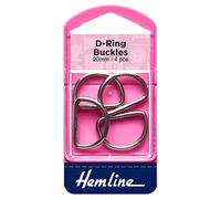 Hemline H462.20 Nickel D-Ring Buckle 20mm 4pk For Adjustable Ties, Belts, Straps