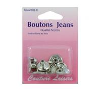 Hemline H466/SIL | Nickel/Silver Brass Jean Button | 16mm | 6 Sets by Hemline Haberdashery