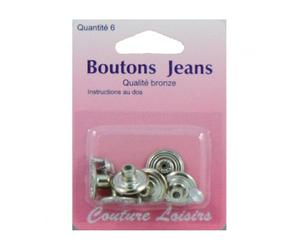 Hemline H466/SIL | Nickel/Silver Brass Jean Button | 16mm | 6 Sets by Hemline Haberdashery