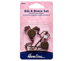Hemline H468/BRO Bronze Bib & Brace Set 40mm 1 For Aprons, Overalls & Workwear by Hemline