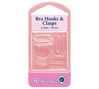 Hemline H470.18.C | Clear Plastic Bra Hook And Clasp Fastener | 18mm | 2 Sets