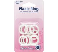 Hemline H471.15 | White Plastic Curtain Rings | 15mm x | 10 pieces